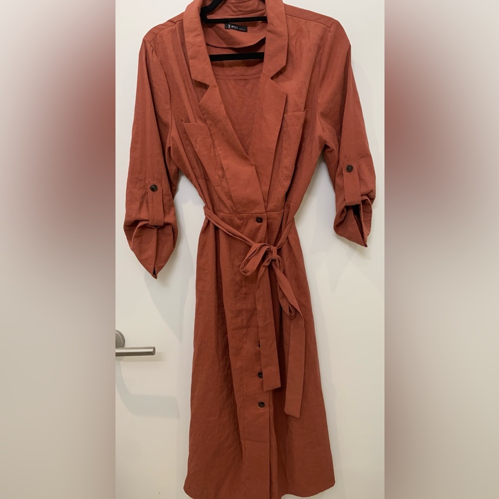 Belted button down Midi dress